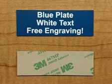 Any Size Custom Engraved Blue Plate Plaque Sign Tag Label w/ Adhesive