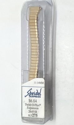 NEW SPEIDEL Ladies Expansion Watch Band 11-14mm Lugs Spring Bars Gold 5-7/8 Long