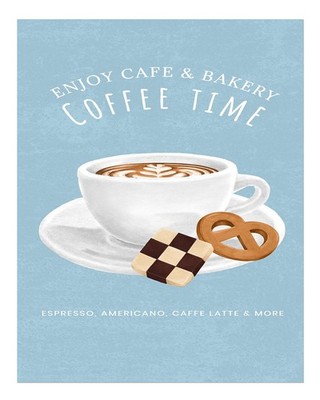 Charming Coffee Time Mural for Caf� or Kitchen Decoration Vintage