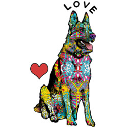 S to 2XL 3XL - LOVE german SHEPHERD - furry puppy - dog pet neon adult