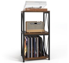 Record Player Stand with Vinyl Storage, 3-Tier Shelf Display Table for Album ...