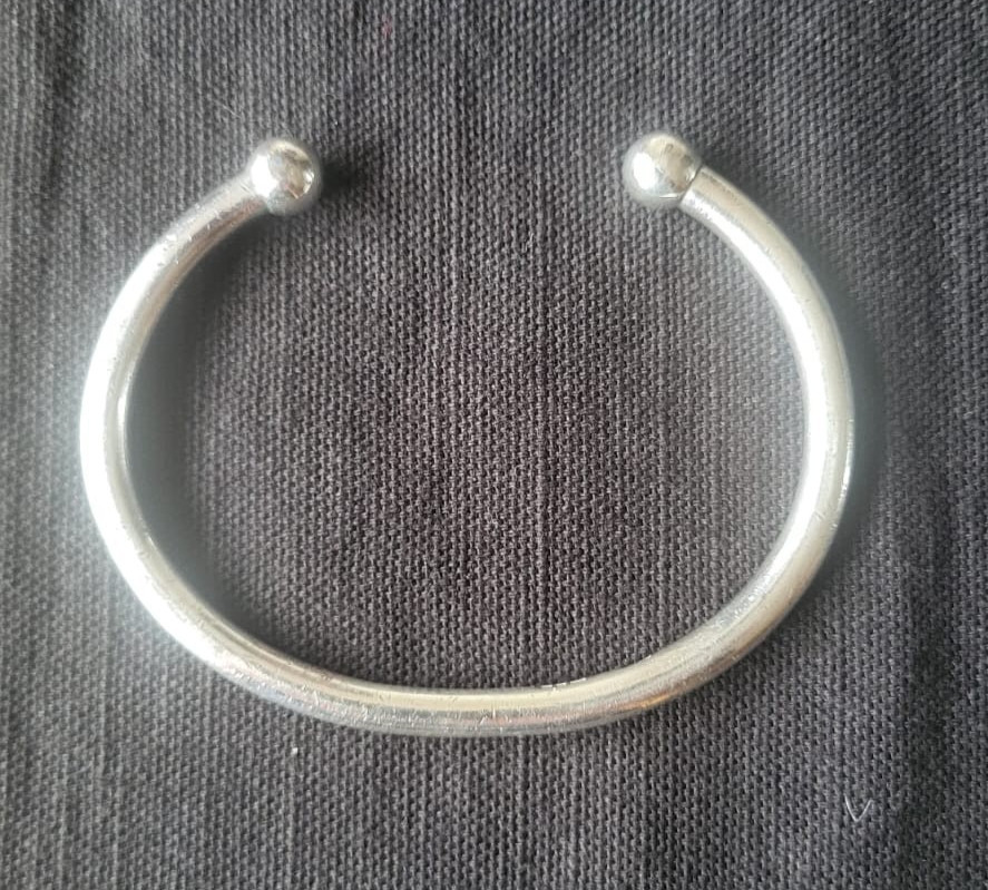 Solid Sterling Silver Plain Mens Torque Ball Bang… - image 2