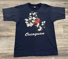Vintage Occoquan Virginia Bird Shirt Mens Size Large Cardinal Blue Screen Stars