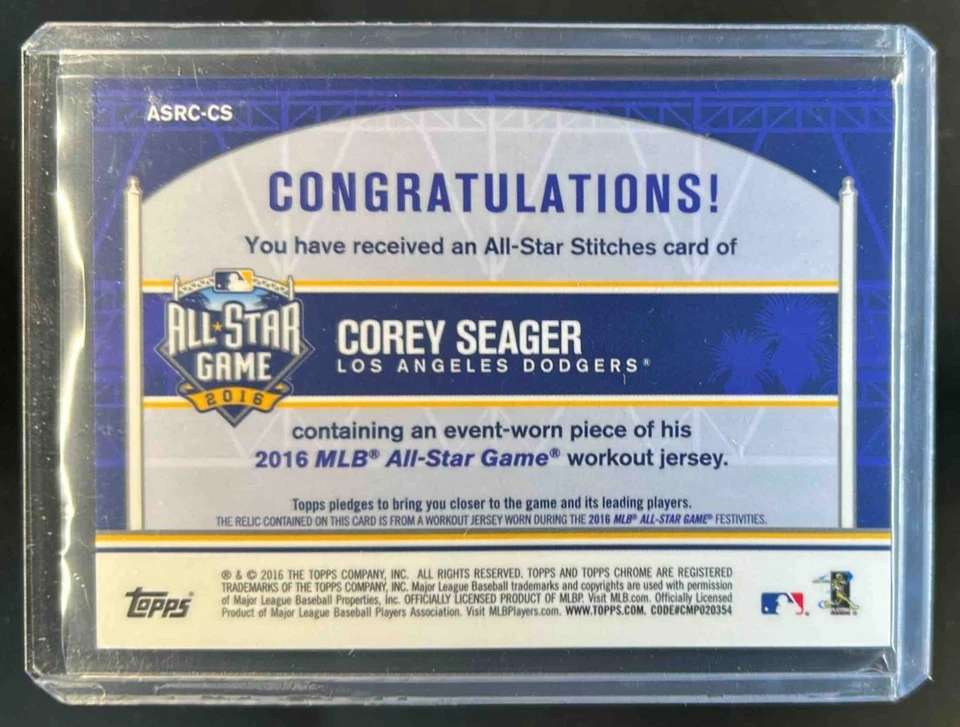 2016 Topps Chrome Update Corey Seager All Star Stitches Jersey RC #ASRC-CS - Image 2 of 2