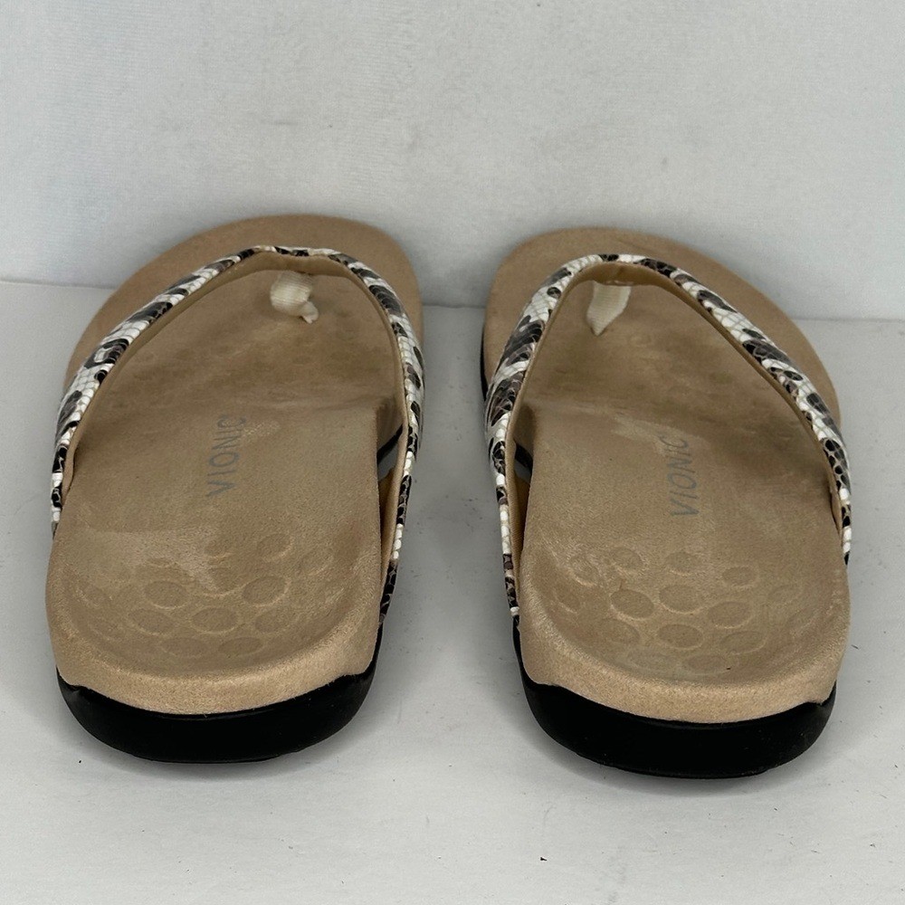 Vionic Dillon White Leopard Toe Post Walking Sand… - image 3