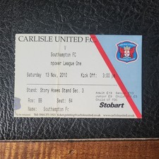 Ticket Stub Carlisle United V Southampton 2010 / 2011 League One