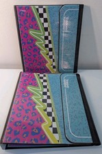 Mead Trapper Keeper Binder Lot of 2 Retro 80s 90s Leopard Print  2 Folders