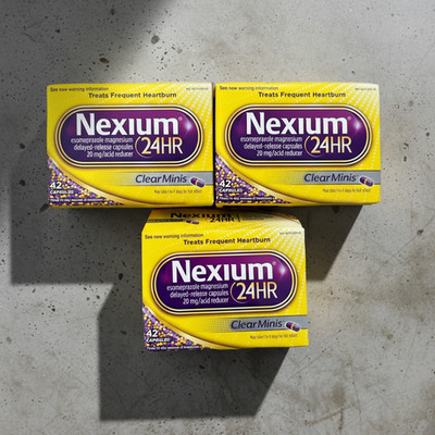 Lot Of 3 Nexium 24 HR 20mg Acid Reducer 42 Clear Minis Each Total 126 Exp 10/27+