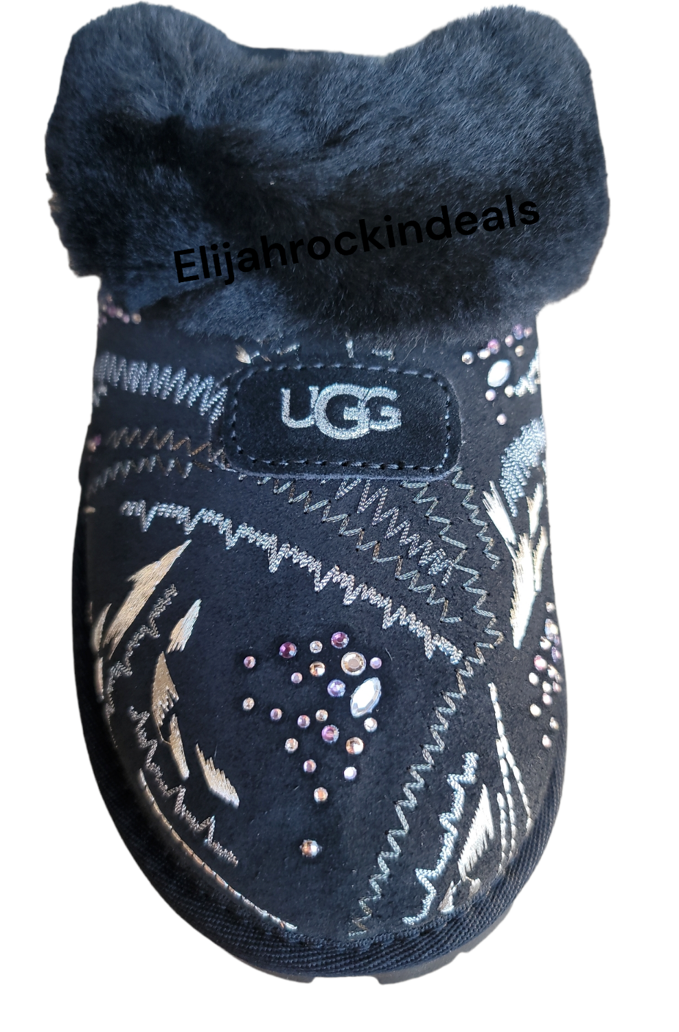 PANTOFOLA D’ORO PANTOFOLE IN PELLE SCAMOSCIATA NERA UGG COQUETTE ORO BURST NUOVE IN SCATOLA TAGLIA 7 8 9