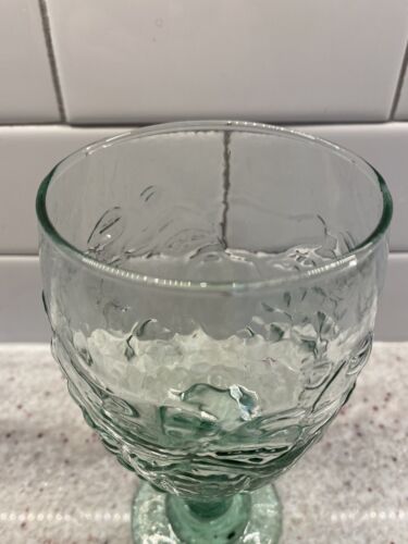 Libbey Orchard Fruit Green Footed Goblet / Water Drinking Glass Set of Three - Picture 4 of 8