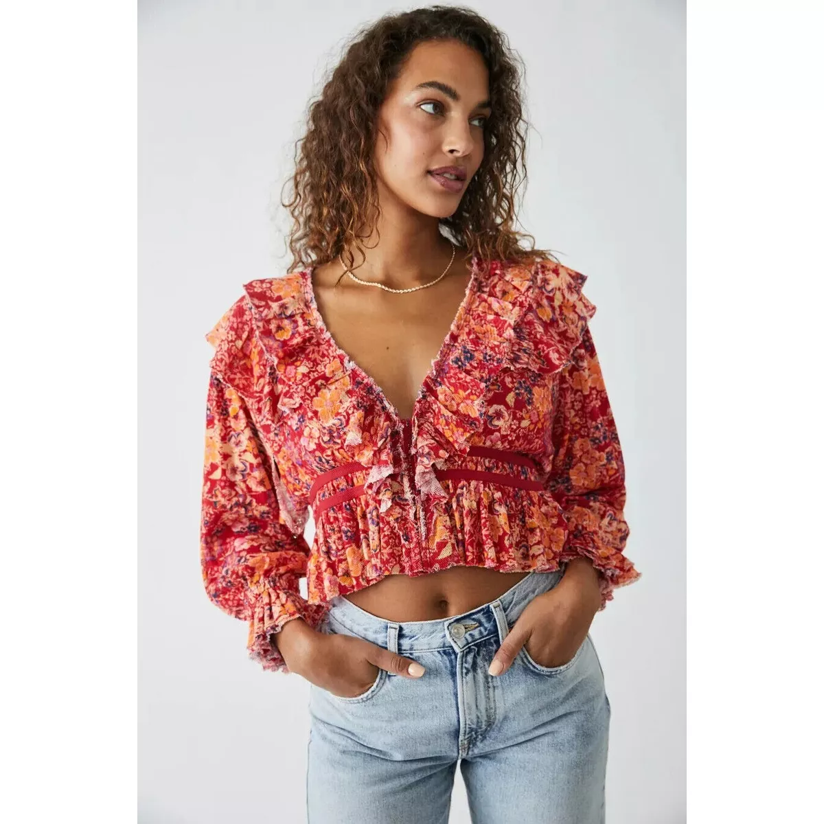W】【Free People】Crop Top Blouse-