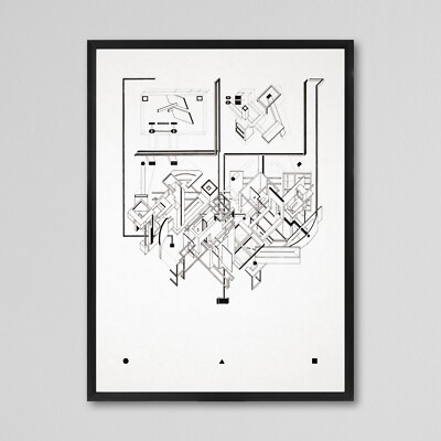 A3 Architekturzeichnung Monochrom Bleistift Architektur Geometrisch Tusche Kunstdruck