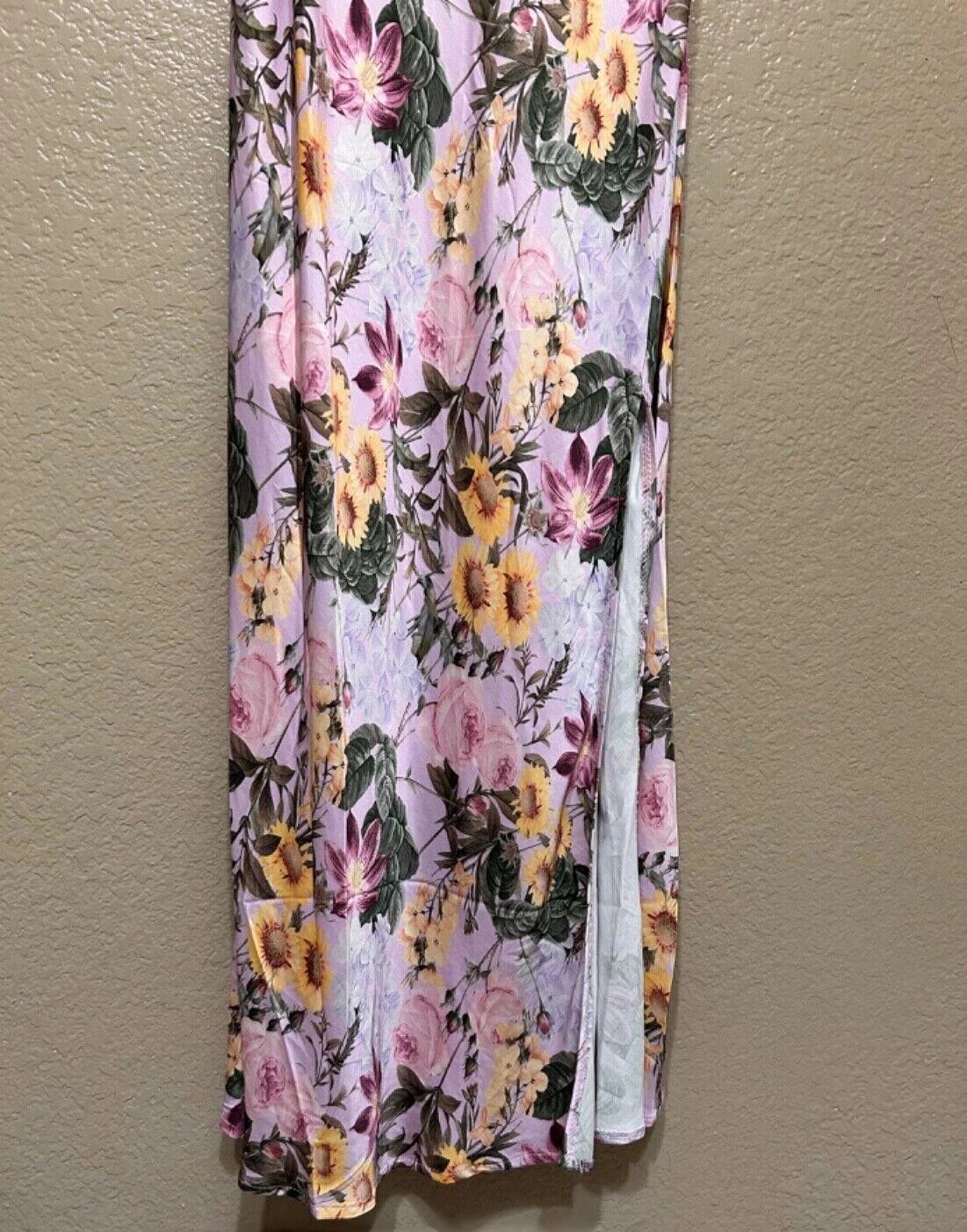 VALENTINO Abito estivo SAIPH rosa lavanda floreale in raso nuovo donna taglia L