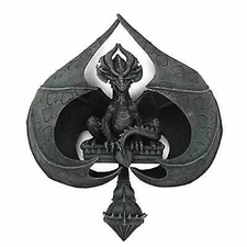 Ebros Gift Winged Dragon Poker Card Spade Wall Mount Decorative Resin
