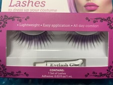 Eyelashes Purple And Black Long Full Reusable Fun Halloween W/adhesive