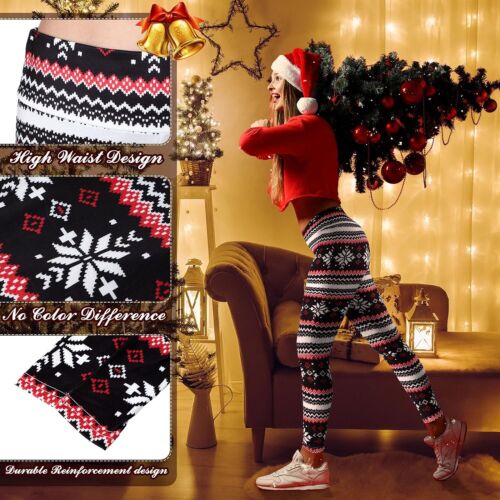 Women's Winter Fleece Lined Thick Warm Leggings Warm Insulated Christmas Pants - Picture 6 of 23