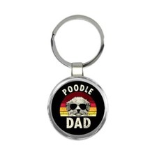 Poodle Dad : Gift Round Keychain Retro Vintage Gradient Dog Animal Pet