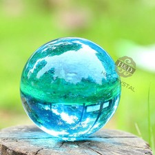 40mm Asian Rare Natural Quartz Sea Blue Magic Crystal Healing Ball Sphere Stand