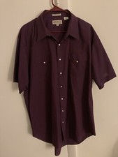 Sheplers Western Pearl Snap Short Sleeve Shirt Men s XL Purple Retro Vintage