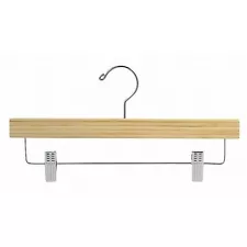 14" Light Bamboo Wooden Pant/Skirt Hanger w/Clips (pack of 10)