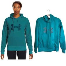 Under Armour Hooded Pullover Fleece Jacket Women s sz. M Green Storm Pulse