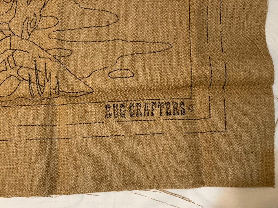 Rug Hook Tufting Burlap ROCKY MOUNTAIN SHEEP RAMS XLarge 36 x 48 Rug