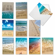 10 Asst'd Blank Cards with Env.(10 Designs) Blank All Occasions Life's a Beach