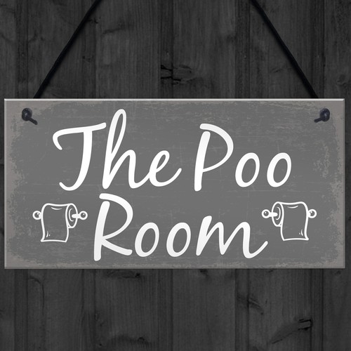 The Poo Room Shabby Chic Bathroom Toilet Loo Plaque Funny Novelty Door Sign - Picture 4 of 9