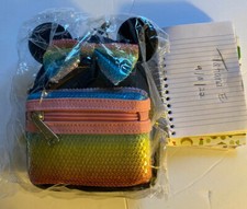 Mini Mochila Loungefly Minnie Mouse Lentejuelas Muñequera Bolso de Cadera Pastel Arco Iris