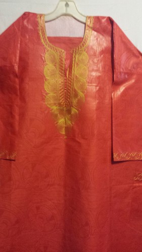 Mens Clothing 3Pcs Dashiki Pant Suit boho African Brocade Fabric Red Free Size - Picture 6 of 7