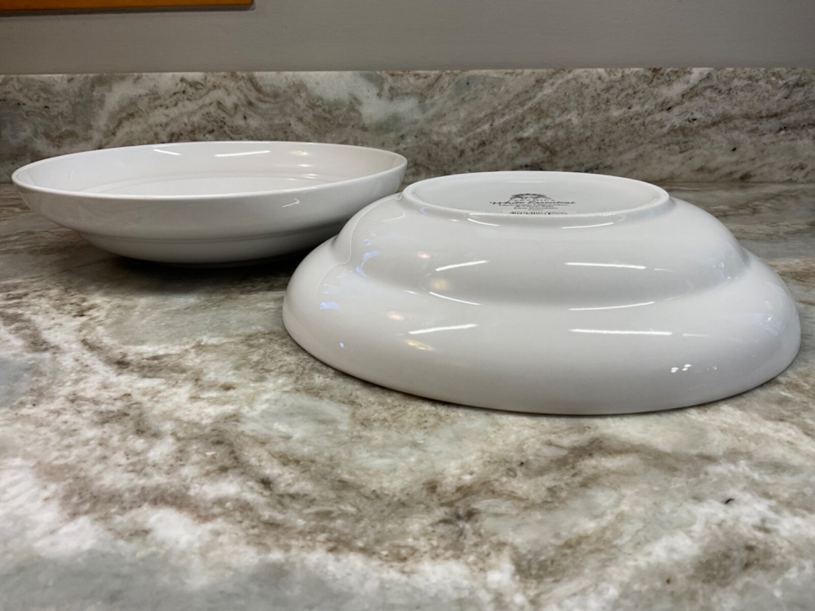 Fine Porcelain Pasta Bowls Euro Ceramica White Essential. Set Of 2 New.