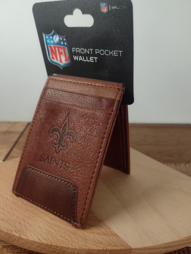 New Orleans Saints Men's Leather Wallet - Brown Front Pocket Wallet - NFL Saints - Picture 5 of 15