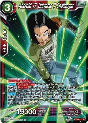 Dragonball Z Super Android 17, Universe 7 Challenger BT14-012 CCG