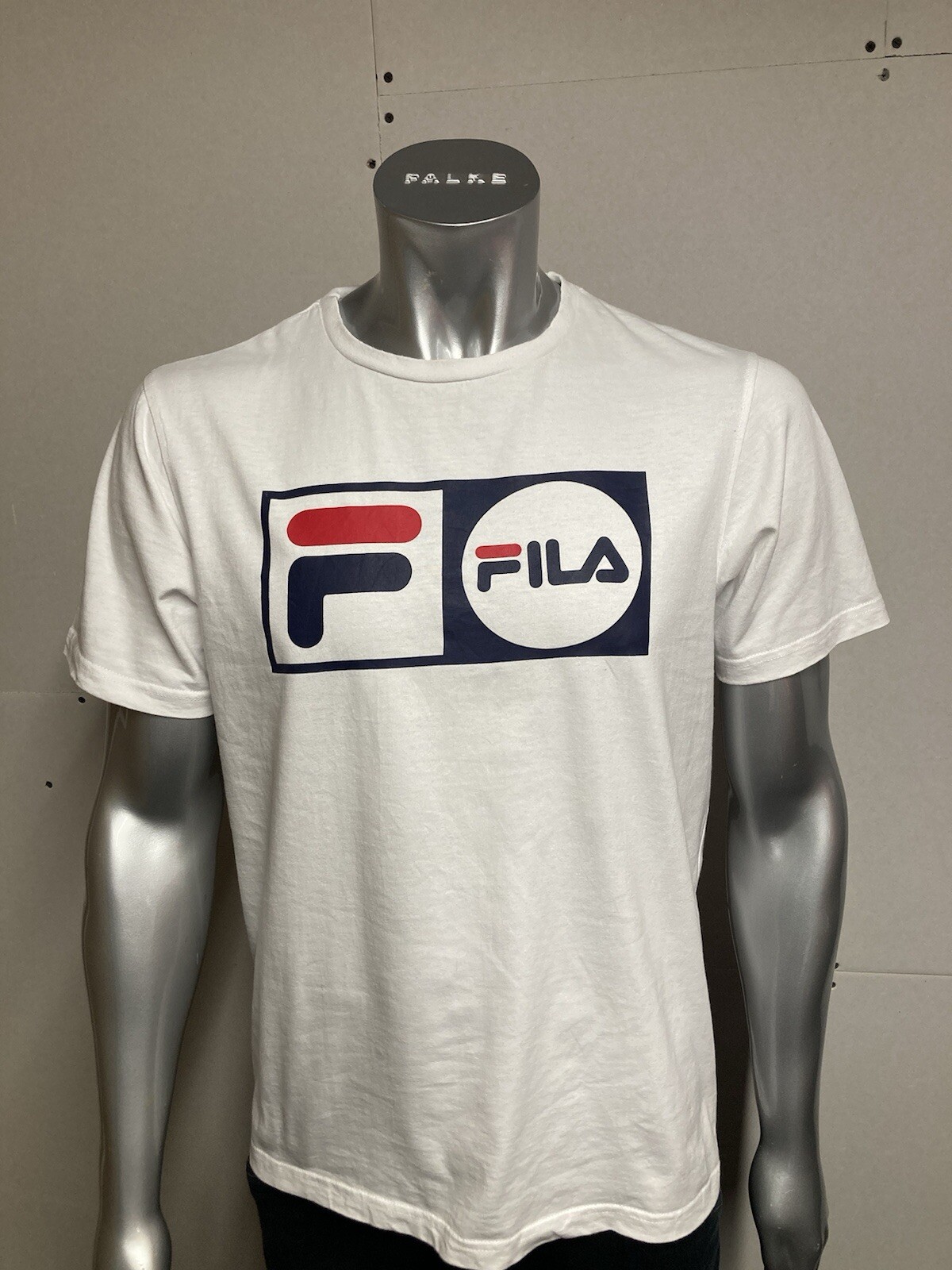 T shirt uomo Fila taglia grande bianca logo grafica maglietta manica corta
