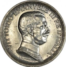 Vittorio Emanuele III 2 Lire Quadriga Veloce dal 1908 al 1912 Vedi Tendina