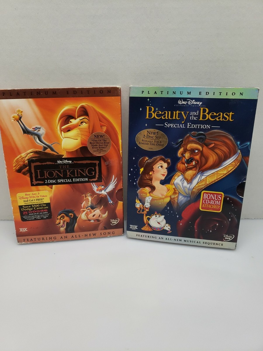 THE LION KING and Besuty And Beast PLATINUM DVD W/SLIPCOVER and cd