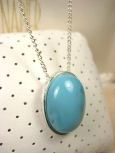 Vintage Southwestern Scorpio Faux Silver Cabochon Blue Turquoise Chain Necklace