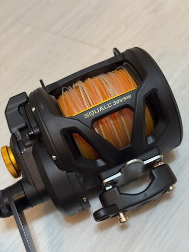 PENN Squall SQL30VSW 2-Speed Lever Drag Reel + 50lb Mono Line 130lb Mono Leader - Picture 3 of 7