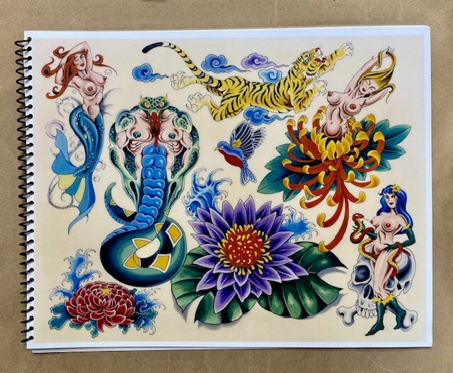 American Vintage Traditional Tattoo Flash Art Set Lot 10 Sheets