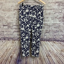 Talbots Pants Womans Size 6 Petite Blue White Floral Chatham Ankle Slim Leg
