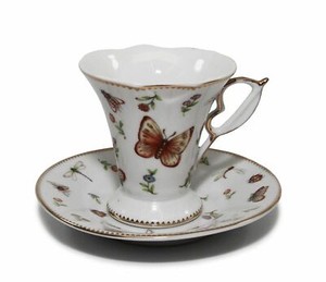 Royalty Porcelain 12-pc Luxury White Greek Key Mini Espresso Turkish Coffee SET