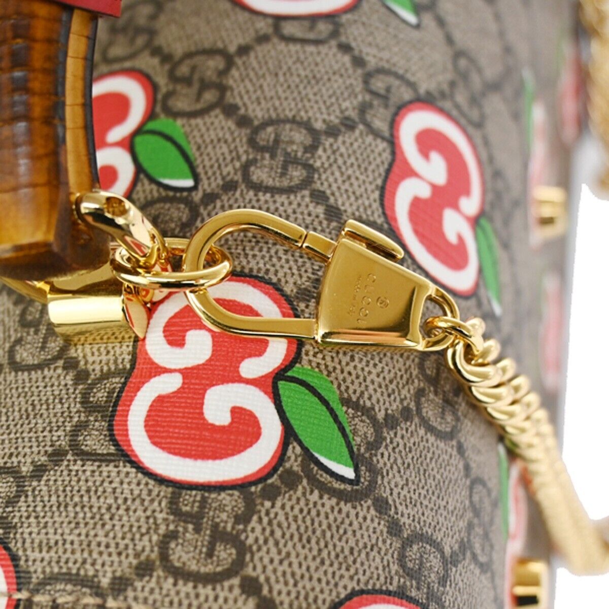 GUCCI Apple Small Bamboo 2Way Chain Shoulder Hand Bag GUCCI Apple Small Bamboo 2Way Chain Shoulder Hand Bag