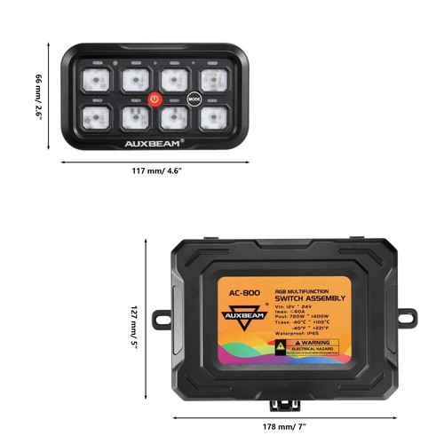 AUXBEAM RGB 8 Gang Switch Panel LED Light Bar Electronic Relay System APP+Remote - Picture 11 of 12