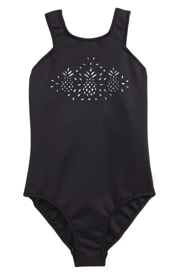 SEAFOLLY 161889 Girls Black Pineapple Daze Scuba Kids One-Piece Swimsuit Size 8 - Image 4 of 4