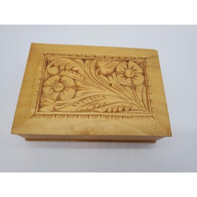 Wooden Flowery Jewelry Box - 6 x 4.5