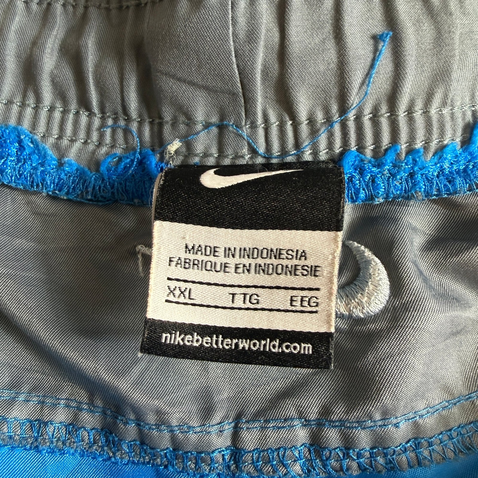 Nike Swim Shorts Men's XXL Blue Grey Drawstring Pockets Sports Swimwear image 3