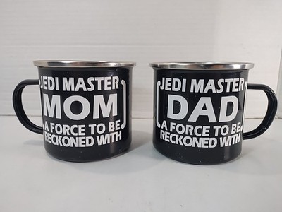 Star Wars Jedi Master Mom & Dad Set of 2 Coffee Mugs Enamelware Metal Cups Lot
