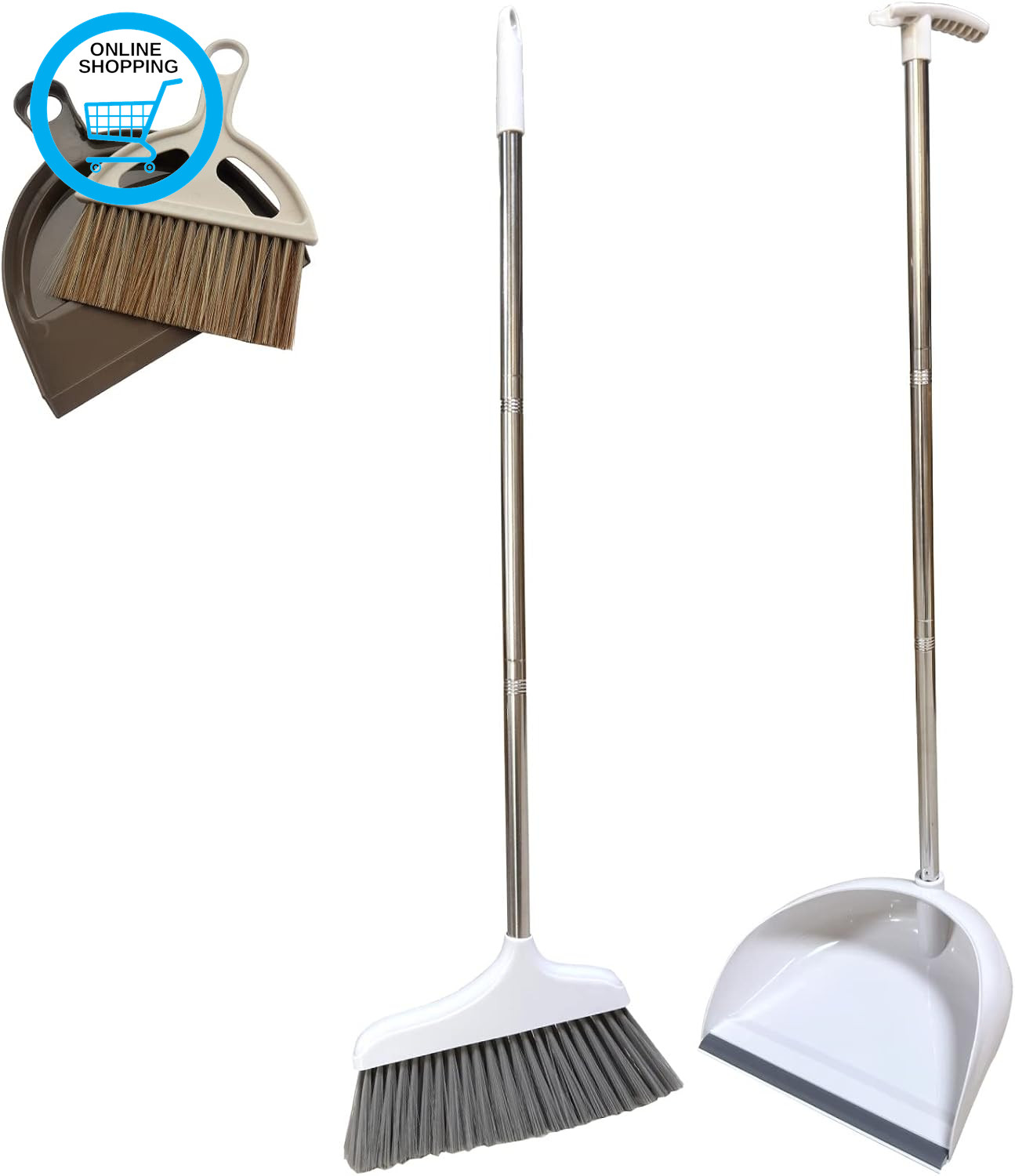 Broom Dustpan Set Windproof Vertical Long Handle Broom Kit Dustpan Set Household