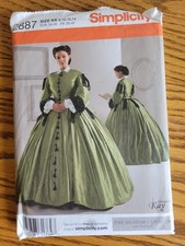 Simplicity 2887 Civil War GWTW Southern Belle Dress Costume Pattern 8-14 New