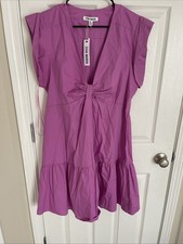 Steve Madden Womens V-Neck 100% Cotton Lilac Purple Midi Dress Size XL